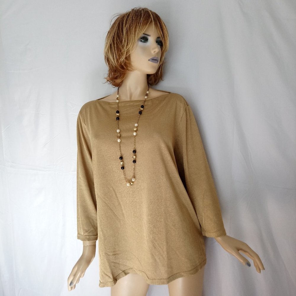 LAUREN RALPH LAUREN 3X Golden Stretchy Top Sweater - Picture 3 of 5